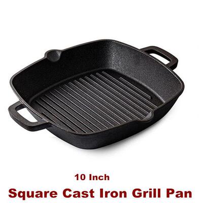 Square Cast Iron Grill Pan Steak Pan Grilling Cooking