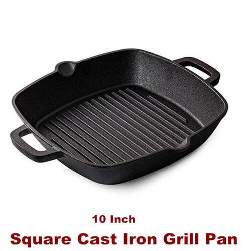 Square Cast Iron Grill Pan Steak Pan Grilling Cooking