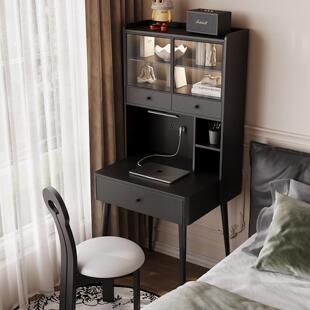 书桌书架一体床头柜卧室实木书柜化妆台60/70/80/100/120cm电脑桌
