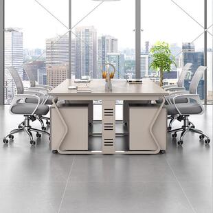 职员办工公桌椅合4组6人位办公2室电SAY脑桌员位简约带隔挡板钢架