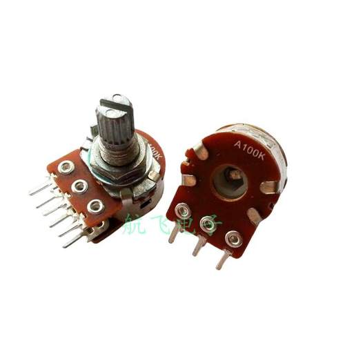 台产16型电位器A类B类双联6脚PCB脚A1M A50K 100K 250K 500KB250K