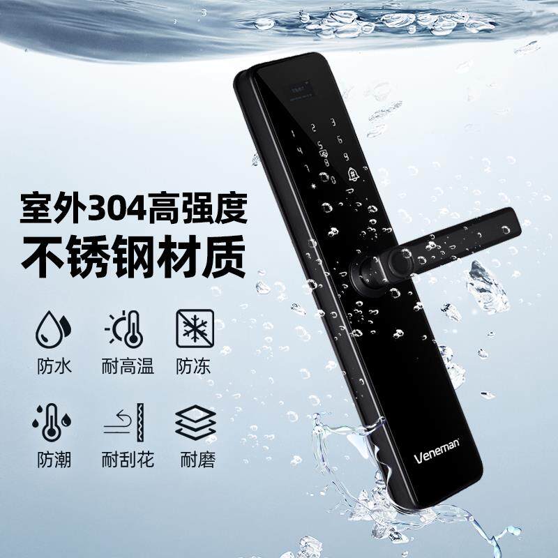 德施曼户外防水指纹密码锁入户别墅防盗双开门室外家用防雨家