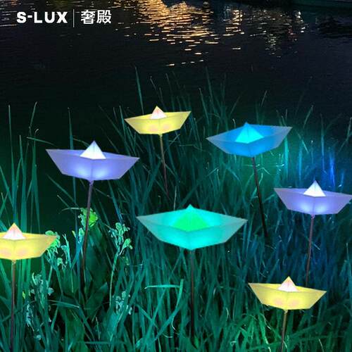 小船灯水上漂浮发光小船户外防水造景亮化景区花园池塘水池船型灯