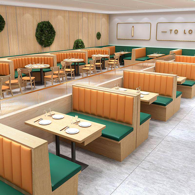 定制港式防火饭厅茶楼饭店茶餐厅靠墙卡座沙发bs7176抽屉桌椅商用