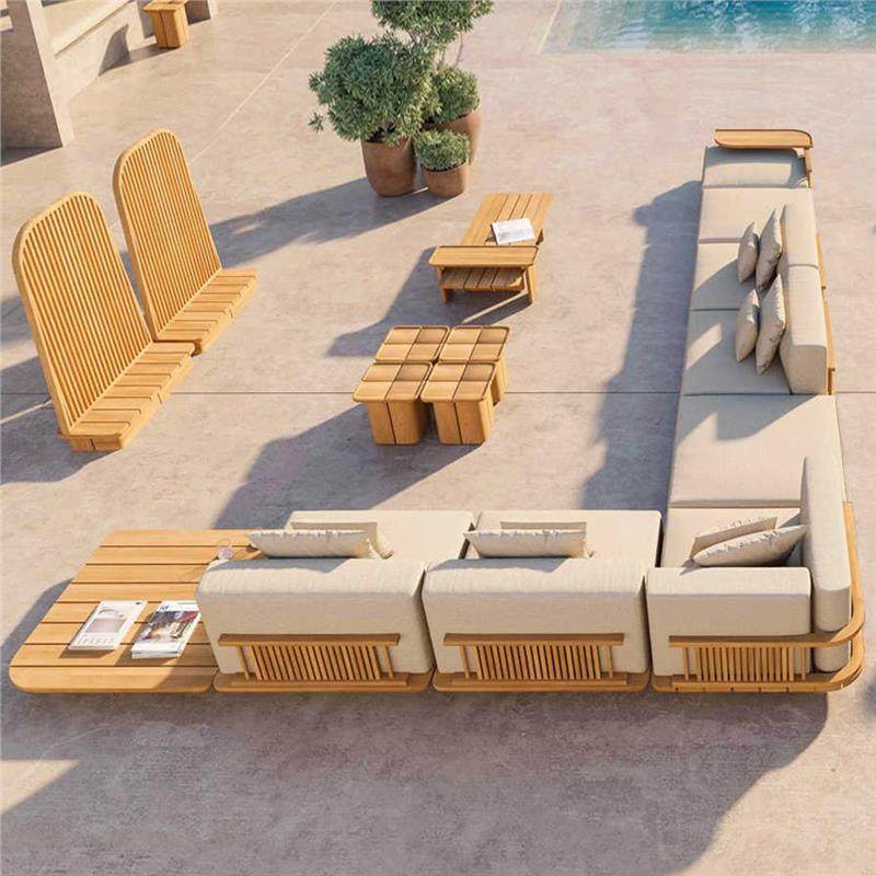 户外沙发防雨柚木别墅庭院露天中式实木客厅组合贵妃躺椅家具