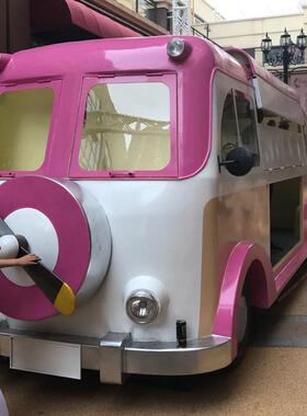 一比一铁艺老爷车巴士车模型蓝色大众T1商场影楼巴士摆件美陈厂家