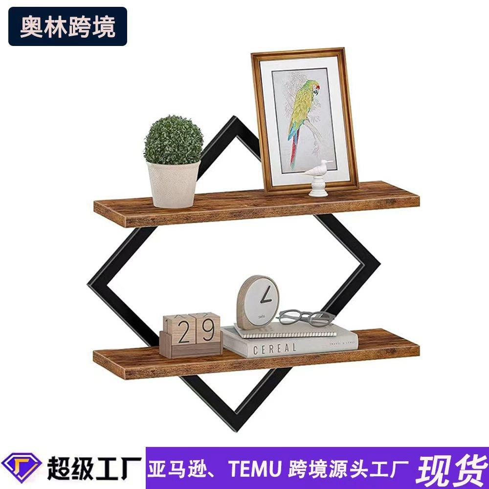 现货跨境木制墙面置物架客厅背景墙花瓶摆件装饰架家居杂物收纳架