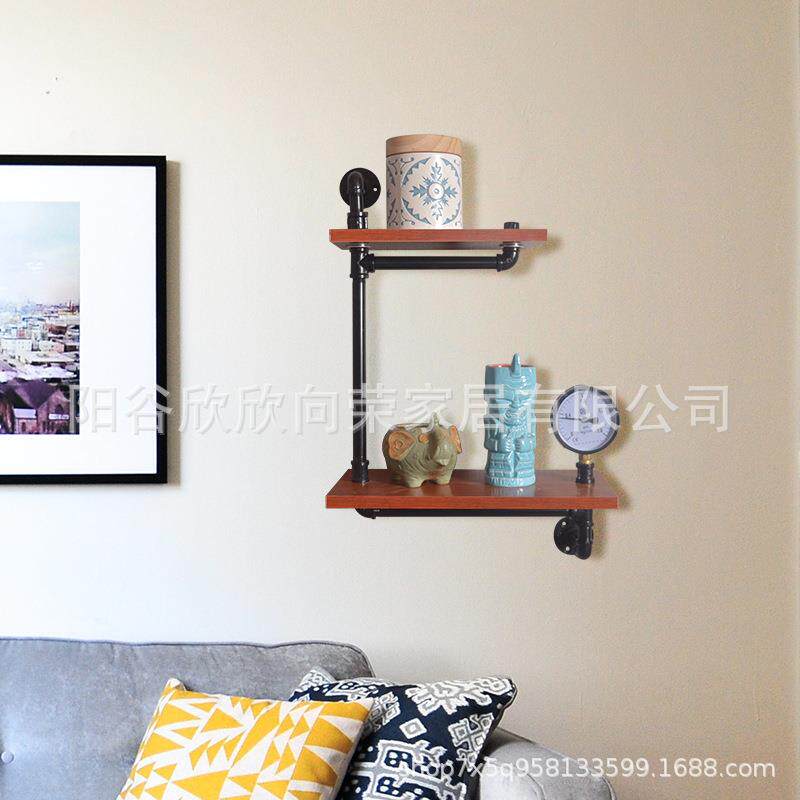 北欧铁艺水管支撑搁板壁架复古墙上托架一字支架墙上壁挂式置物架