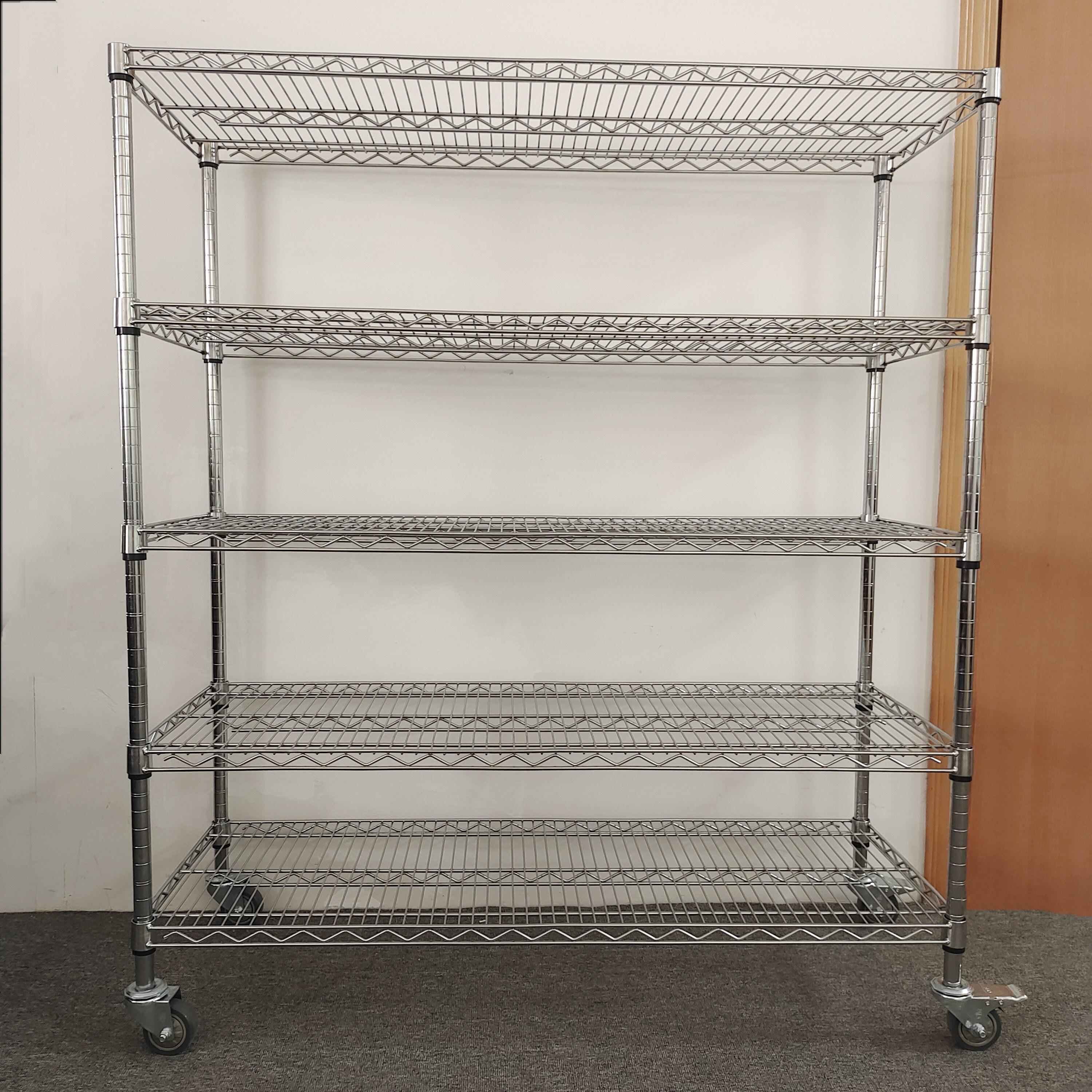 仓储货架带轮子多层金属置物架定制不锈钢移动铁架车间周转展示架