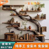 香樟木博古木架置特物架宅寂TBL风复古实博古架家创意色鸿福具