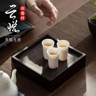德化羊脂玉白瓷茶杯品茗杯小号主人杯单杯 云悦闻香杯 肥厚莹润