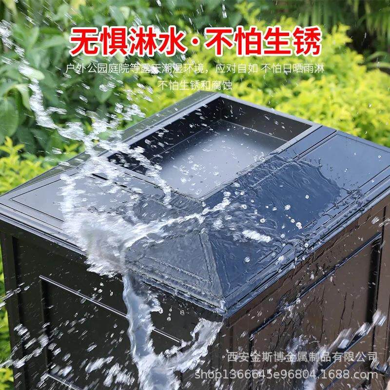 户外欧式庭院别墅铁艺垃圾桶 室外复古创意艺术垃圾箱果皮回收箱