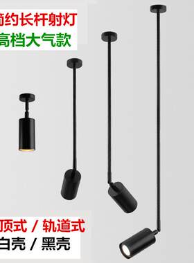 明装长杆吸顶射灯饭厅吊灯卧室床头吧台灯服装店展厅画 画廊cob射
