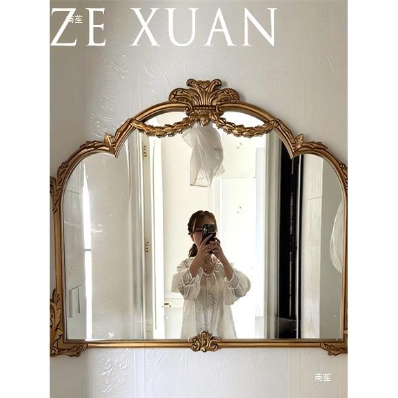 法式复古浴室镜欧式花挂美式厕雕壁所卫CGI生间镜洗面台化妆无