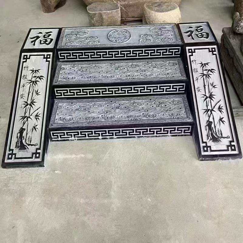 石雕花岗岩台阶踏步石庭院青石门槛石汉白玉铺路石仿古踏步过门石