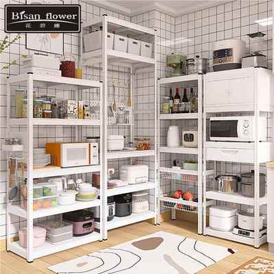 白色厨房置物架落地式多层微波炉烤箱收纳架多功能家用省空间