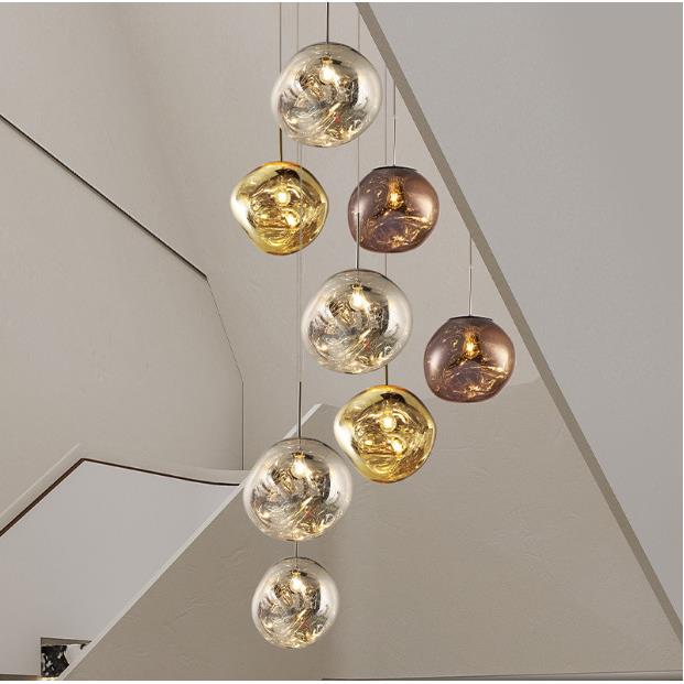 现代熔岩吊式创意服装店吧台灯别梯墅复楼灯客厅餐厅楼间吊349灯