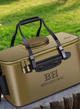 路亚蓝鲫专用EVA折叠活鱼桶军绿色装鱼桶9L-2.5L