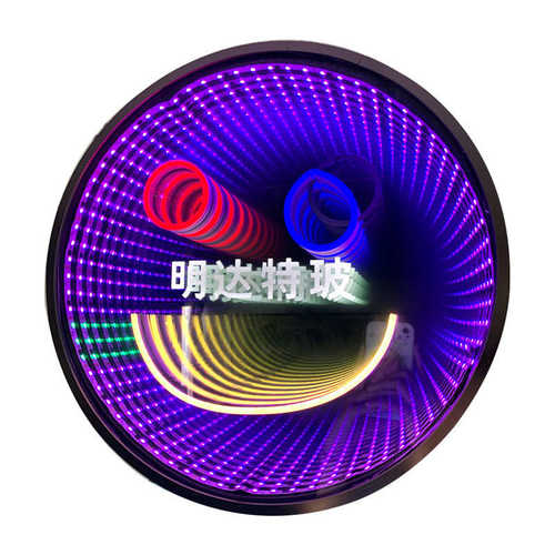 制作无限延伸千层镜深渊镜招牌网红广告霓虹灯箱发光字千层镜背景