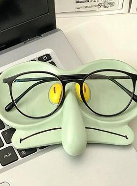 章鱼哥眼镜架首饰盒收纳盘置物摆件创意可爱办公室桌面装饰品卡通