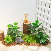 彷真绿色植物造景室内景观假植物组合彷真树橱窗转角装 饰落地盆景