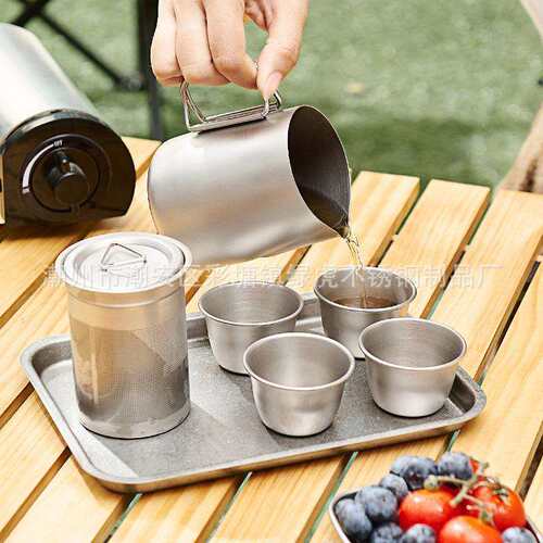 户外钛化合金便携式旅行快客杯茶具套装茶壶茶杯露营简约泡茶器
