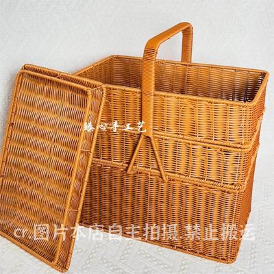 TF30三层拜拜篮奉供拜神篮拜祖公篮子祭神祭祖拜拜手提篮子彷藤