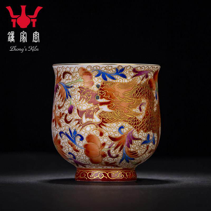 仲家窑香杯景德镇花丝珐琅手工龙杯师傅杯功夫茶具杯普洱茶杯