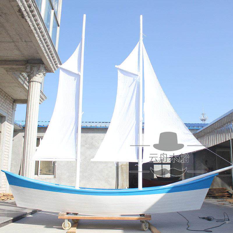 帆船欧式木船景观船摄影道具船公园景区商场装饰船地中海大型真船