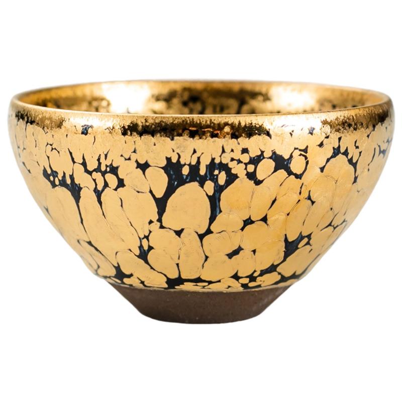 倪挺金油滴建盏主人杯纯手工大号碗天目盏品茗杯名家金盏中式单杯