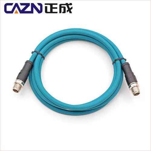 M12 X型转RJ45连接线X-coding连接器千兆以太网Patch Cord CAT6a
