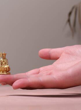 佛香天逸迷你随身佛像婆娑三圣释迦地藏观音菩萨铜摆件佛龛嘎乌盒