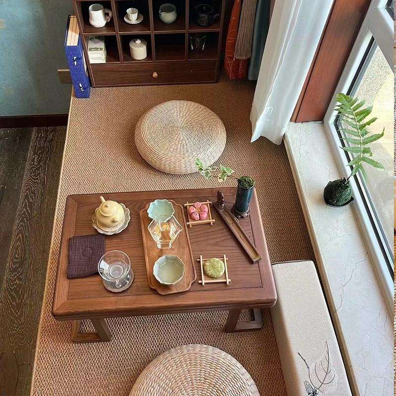 式日茶室商地毯仿剑麻客厅茶几茶桌地垫中08228068式地台垫子摄棚