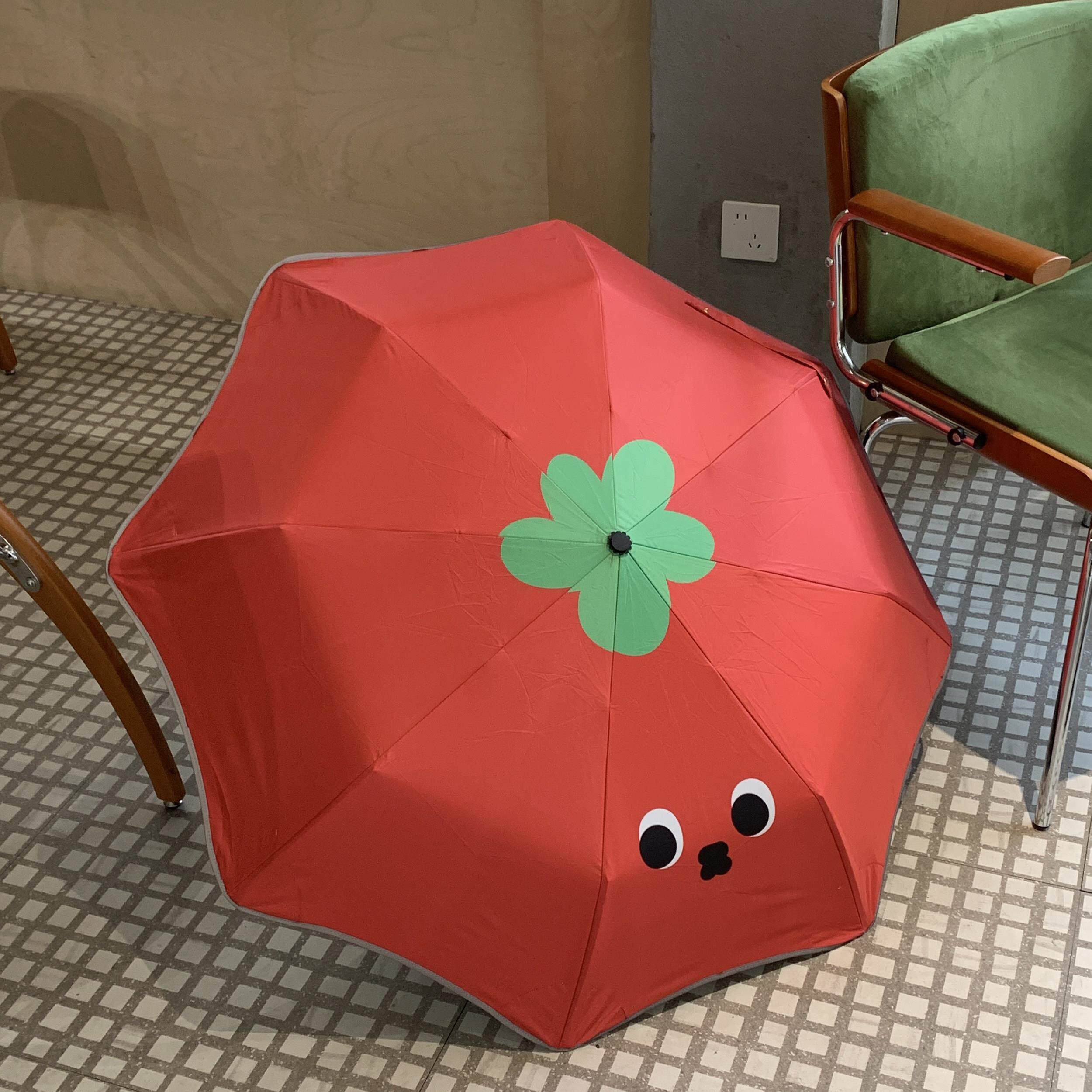 卡通创意三折伞可爱小巧晴雨两用伞学生上学折叠雨伞女生便携手动