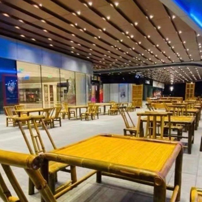 煮茶围炉复古桌椅庭院竹子家用桌子竹编茶几户外桌椅手工全套桌椅