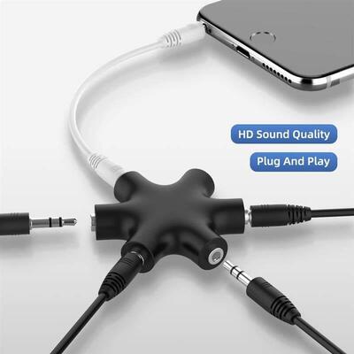 3.5mm Audio Aux Cable Splitter 1 Male to 5 Female Headphone0