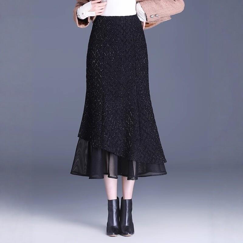 时尚小香风鱼尾裙半身裙女2026春秋季新款中长裙子高腰显瘦包臀裙