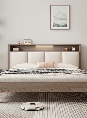 实F977J85M木床双现简约代1米8人床出租家用经济型软包储物1.52房