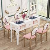 美甲桌子特价 双人美甲桌简约现代白色工作台 经济型单人桌椅套装
