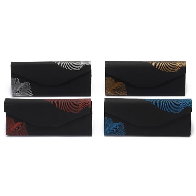 男女款抗压耐摔太阳镜盒时尚个性三角形可折叠金色年轮近视眼镜盒