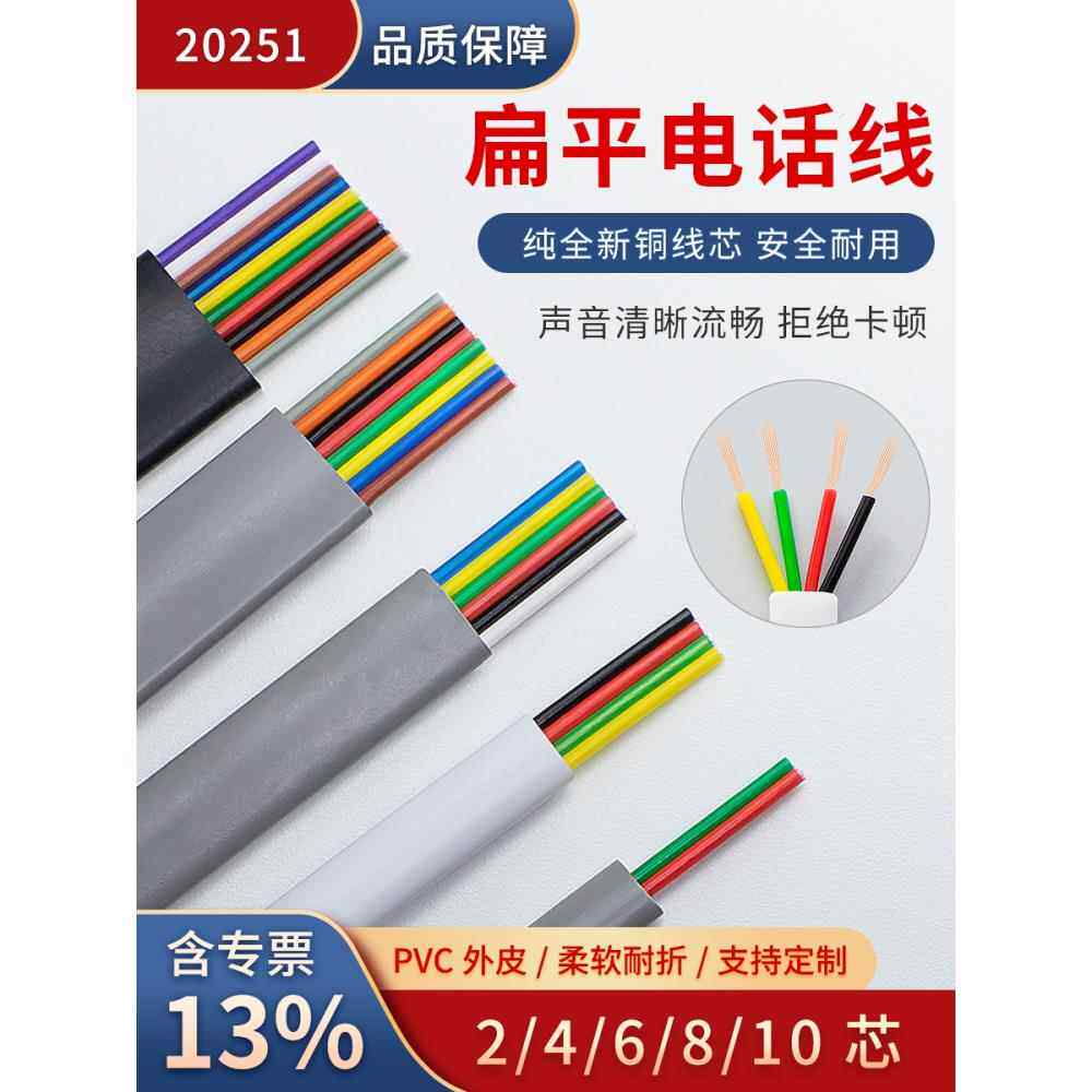 2651电话线2 4 6 8 10芯水晶头固定电话机听筒线传真机延长连接线