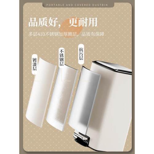 垃厨圾桶方卧形室脚踏式带盖卫生T6fn7JD4间客厅房用轻奢大号房间