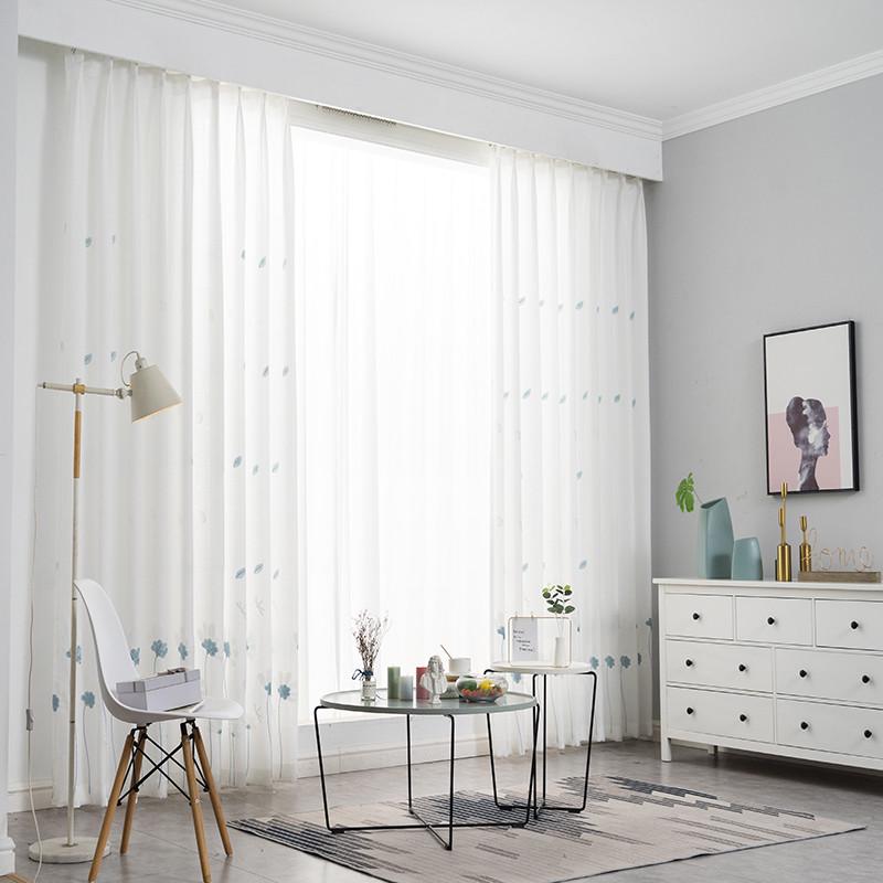 批发田园风小清新窗纱窗帘透光不透人阳台客厅卧室飘窗隔断门帘半