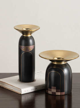 艺贝子意式轻奢高级感陶瓷花瓶烛台陈设摆件客厅茶几台面托盘装