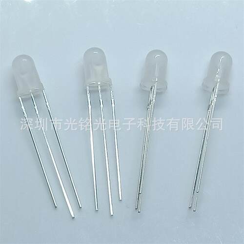 现货供应 F5/5MM红白双色共阳 雾状LED发光二极管 透明双色灯珠