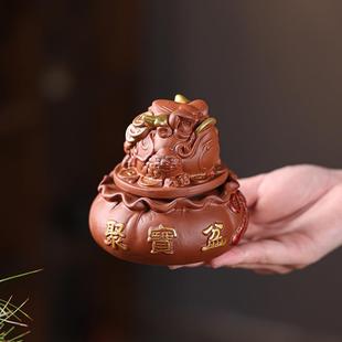 旋转金蟾茶宠摆来件寓AIN意时运转蜍档能养紫砂茶玩蟾器物茶道高