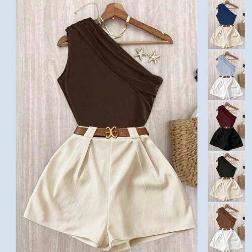 Spring Summer Women's Chic Office High Elastic Pleated