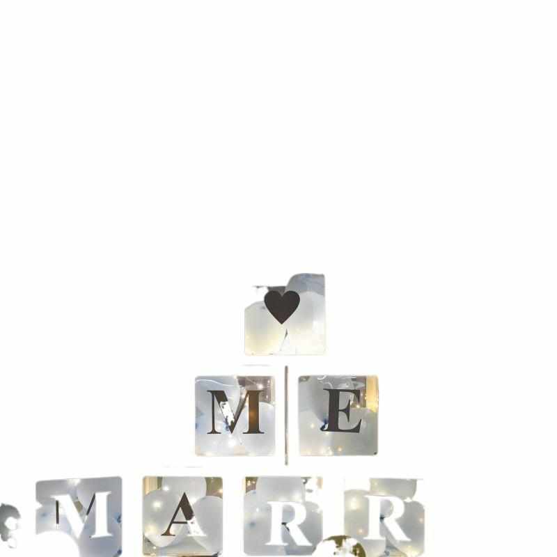 透明气球盒子 求婚布置表白love盒生日baby装饰marryme发光字