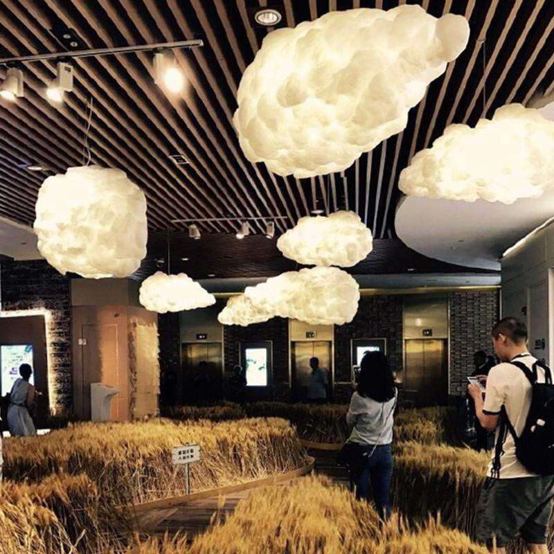 艺术灯餐厅灯服装店铺吊灯橱窗吊灯灯饰网红棉花云彩灯创意装饰餐