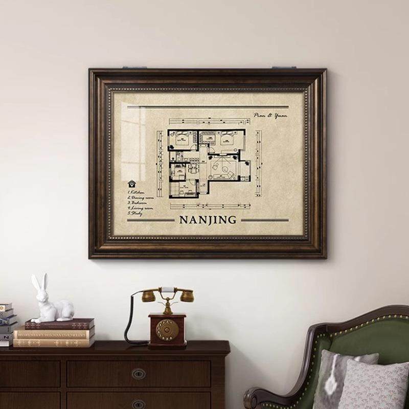 户型图遮挡美式电箱装饰画表盖带钟表BQ定制户遮电闸式盒配电箱欧